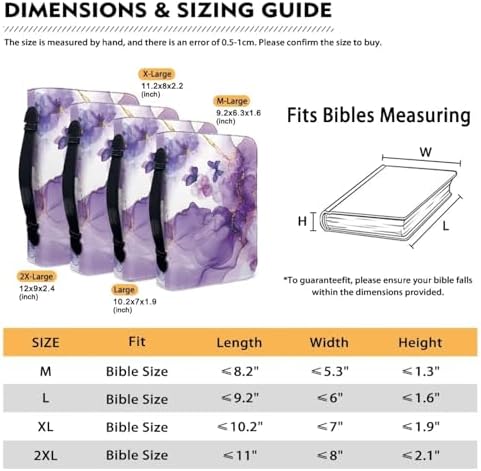 Bible Cover for Women Men Purple Marble Butterfly Pattern Bible Carrying Book Case with Handle Bible Bags Tote Bible Accessories Book Covers Church Bag - Image 4