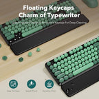Wireless Keyboard and Mouse, Round Keycap, Magnetic Wrist Rest, Green Black - Image 4