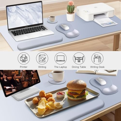 4-in-1 Large Gaming Mouse Pad, Keyboard Wrist Rest Pad & Wrist Support Mousepad Set, Extended Desk Pad Waterproof Desk Mat Protector for Home Office Decor Study Game 35.4×15.7 Inches I Gradient Gray - Image 2