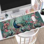 Large Gaming Mouse Pad + Keyboard Wrist Rest + Wrist Support + Coaster Set, Memory Foam Ergonomic for Easy Typing, XXL Extended Gaming Mouse Pad Table Pad - Peacock - Image 2