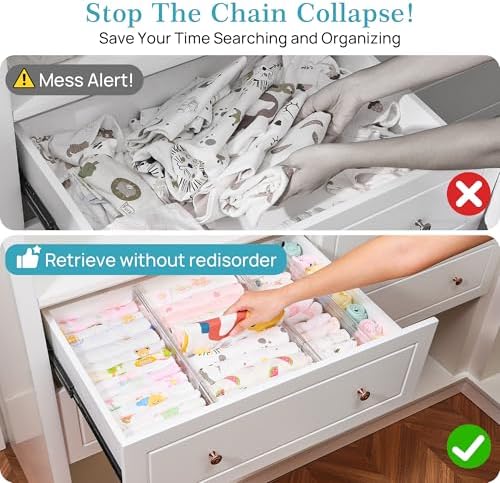 Vtopmart 4" Regular Upgrade Drawer Dividers for Clothes, 12.8"-22.3" 8 Pack - Image 4