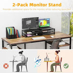 Ekisemio 2-Pack 2-Tier Monitor Stand Riser with Drawer, Metal Computer Desk Organizer for Home Office, Black - Image 5