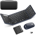 Foldable Keyboard and Mouse, Samsers Folding Bluetooth Keyboard Combo, 2.4G + BT5.0 x 2, Full-Size Portable Travel Keyboard & Rechargeable Wireless Mouse for Windows Android iOS Mac OS, Midnight by HOME