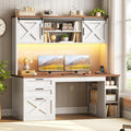SEDETA 55.1" Farmhouse Desk with Hutch & 3 Storage Drawers by SEDETA