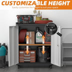 32''H Metal Storage Cabinet with Wheels, Garage Tool Storage Cabinets with Lock, Lockable Steel Rolling Tool Chest with Doors & Adjustable Shelves for Garage, Home, Office - Image 5