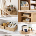 efluky 4 PCS Hand-Woven Drawer Organizer Baskets, Paper Rope Drawer Divider and Storage Trays Containers for Kitchen, Bathroom, Office, Desk, Natural - Image 7
