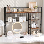 Desk Shelf,38.6" Desk Organizer Shelf,Wooden Desk Hutch for Computer Monitor,4 Tier Desk Display Rack with Pegboard Hooks Set for Home Office Dorm Storage,UXBZJ101Z - Image 5