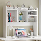 Nova Microdermabrasion Wooden Desktop Bookshelf with 6 Shelves–3-Tier Desk Organizer Hutch for Computer Desk, Home or Office (White) - Image 7