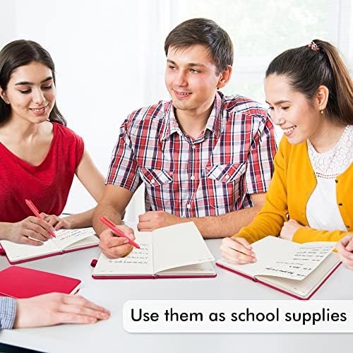 feela 5 Pack Notebooks Journals Bulk, Hardcover Notebook Classic Ruled Lined Journals with Pen Holder for Women Girls School Business Supplies, with 5 Black Pens, 120 GSM, 5.1”x8.3”, A5, Berry - Image 5