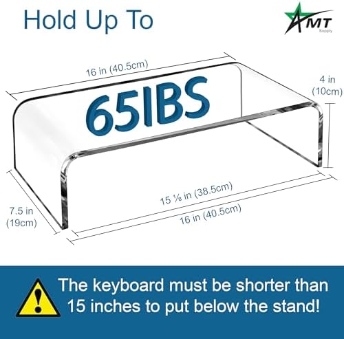 AMT Premium Acrylic Clear Monitor Stand Laptop/PC/Multimedia Monitor Riser for Home Office - Image 2