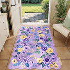 DUKINO 3x5 Area Rugs, Non Slip Floral Washable Rug for Bedroom, Purple by DUKINO
