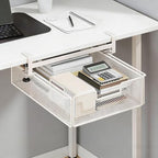under Desk Drawer Basket Clamp on Container Saving Mesh Metal Desk Attachment File Holder Slide Out Organizer, White S - Image 5
