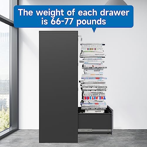BYNSOE 4 Drawer File Cabinet with Lock Metal Vertical Filing Cabinet Office Home Lateral File Cabinet for A4 Legal/Letter Size,Assembly Required - Image 6