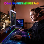 AIMSA LED Gaming Mouse Pad RGB, Large Mouse Pad with 14 Light Modes, Keyboard Mousepad Led Extended Surface (35.4 x 15.8 in) for Desktop Gamers, Blue Purple Starry Nebula - Image 6