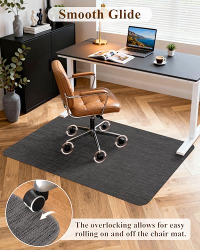 Soimeat Office Chair Mat for Hardwood Floor, 35.4" x 55" Non-Slip Desk Computer Chair Mat, PVC Floor Mat for Rolling Chair, Heavy Duty Wood/Tile Floor Protector Desk Rug for Home Office, Black - Image 4