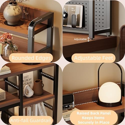 Desktop Hutch Bookshelf, 4-Tier Metal Desk Shelf for Top of Desk - Image 5