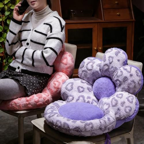 Flower Chair Cushion with Backrest Comfortable Office Chair Pad Student Dormitory Seat Cushion for Sedentary Group Home Decor (Purple, OneSize) - Image 6