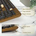 Retro Wireless Keyboard and Mouse Combo with Wrist Rest (Coffee) - Image 4