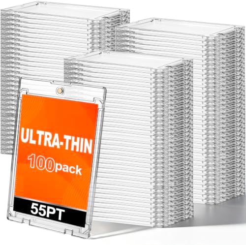 SATINIOR 100 Pcs Clear 55 Pt Ultra-Thin Card Holders for Trading Cards by SATINIOR