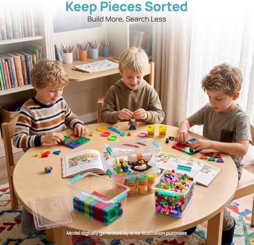 Vtopmart 4 Pack 5 Qt Clear Storage Bins with Lids for Toy & Craft Storage - Image 3
