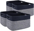 4 Pack Storage Baskets for Organizing, Woven Baskets for Shelves - Perfect for Toys, Books, Towels, and Clothes, Durable Gift Basket Bins Toy Storage, 12.7''L x9''W x7.8''H, Blue and Grey by SIXDOVE