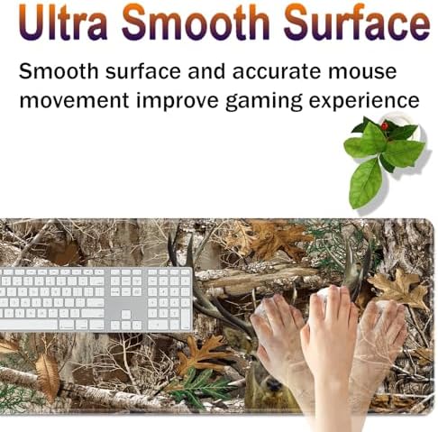 Large XXL Gaming Desk Mat 31.5"x 11.8", Ergonomic Keyboard Wrist Rest & Mouse Pad Wrist Rest + Coaster Set, Non-Slip Base, Memory Foam, Office and Home, Camouflage Giraffe - Image 4