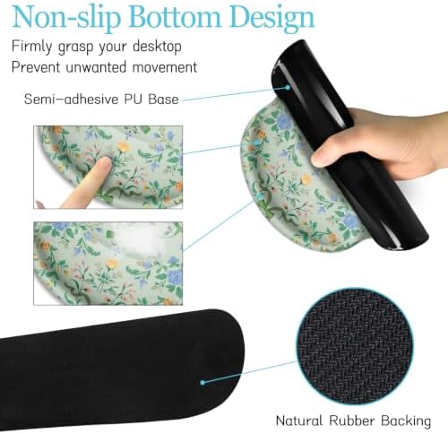 LIMKRIAN Floral Desk Mat Set, Cute Green Mouse Pad with Gel Wrist Rest - Image 4