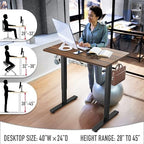 SHW 40-Inch Electric Height Adjustable Standing Desk w/Drawer, Walnut - Image 5