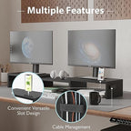 BONTEC Dual Monitor Stand Riser, Adjustable Length & Swivel Angle, Black - Image 6
