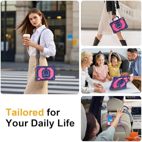 Case for iPad (A16) 11th/10th Generation 11/10.9 Inch 2025/2022, Ubearkk for iPad a16 case with Screen Protector, 360 Degree Rotating Stand Shoulder Strap Pencil Holder,Navy Pink - Image 6