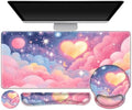 ARTSO Desk Mat Combo, Large Mouse Pad with Wrist Rest, Keyboard Wrist Support Desk Pad, Ergonomic Mousepad with Non-Slip Base for Home Office Game, Colorful Clouds by Artso