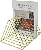 EASEPRES 9 Slot Magazine Rack Book Record Holder, Desktop Iron Storage Rack Bookshelf Multifunction Triangle File Organizer Sorter for Decor Home Office, Golden Pack of 2 - Image 5