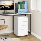 BOTLOG 4-Drawer Chest, Wood Storage Cabinet with Wheels, Rolling Pedestal Under Desk Drawer for Home Office Legal/Letter/A4 Size White - Image 3