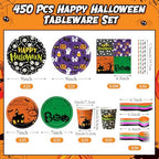 450 Pcs Tableware Set, Serve 50, Multicolor, Happy Halloween - Image 2