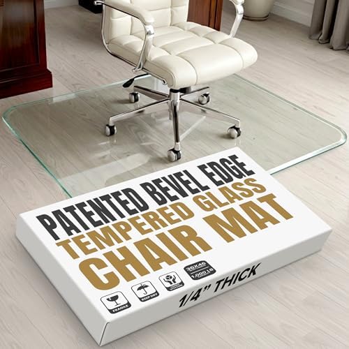 Tempered Glass Office Chair Mat for Carpet & Hardwood, 36" x 46", Clear by ClearlyInnovative