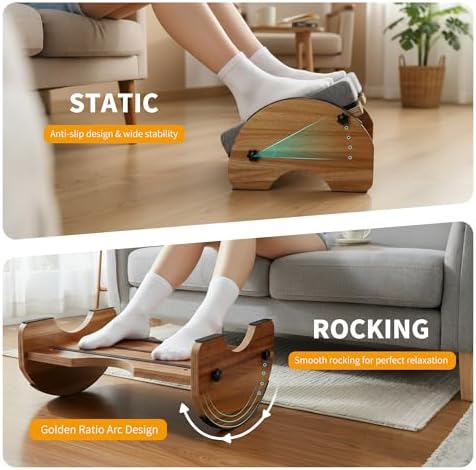 Foot Rest for Under Desk at Work, 3-in-1 Reversible Rocking Footrest Adjustable Foot Stool, Ergonomic Footrest for Under Desk, for Home, Office and Gaming, 5 Adjustable Heights, with Washable Cover - Image 3