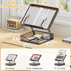 Adjustable Book Stand for Reading with Storage - 2-13" Height Hands-Free - Image 3