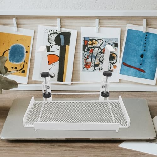 ibasenice Under Desk Shelf: Metal Storage Rack with Clamp Desk Cable Management Tray Organizer Basket for Cables Papers and Office Tables Supplies White - Image 6