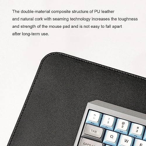 Ruby Lil Waterproof Leather Mouse Pad, Natural Cork & PU Leather Dual Side, Office Desk Writing Mat with Stitched Edge for Office Work/Home/Decor,Black,140x70cm - Image 4