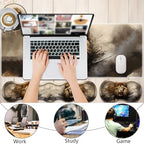4 in 1 Mouse Pad Combo, Large Gaming Mouse Pad + Keyboard Wrist Support + Mouse Wrist Rest + Coaster, Table Pad with Stitched Edge Ergonomic Wrist Pad Set, Lion - Image 3