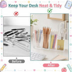 Mototo 3PCS Acrylic Pen Holder Back to School 4 Compartments Pen Organizer - Image 4