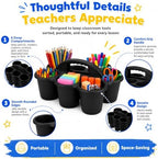 6 Pack Black Classroom Caddy with Handle, 6-Compartment Supply Organizer - Image 3