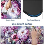 Large Mouse Pad + Keyboard Wrist Rest Set, Extended Gaming Mousepad (31.5X11.8 inch) with Non-Slip Rubber, Ergonomics Memory Foam Mouse Wrist Rest Support, Pink Peony Pattern XXL Desk Pad - Image 3