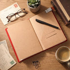 Traveling Refillable Leather Journal Notebook, Wine Red, A5 Size - Image 4