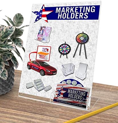 Marketing Holders Acrylic Sign Holder 8.5" x 11" with 3.5" x 2" Business Card Pocket Slant Back Side Load Clear Literature Table Tent for Tradeshows Expos and Conventions - Image 2
