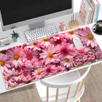 Large Gaming Mouse Pad + Keyboard Wrist Rest + Wrist Support + Coaster Set, Memory Foam Ergonomic for Easy Typing, XXL Extended Gaming Mouse Pad Table Pad - Pink Daisy - Image 2