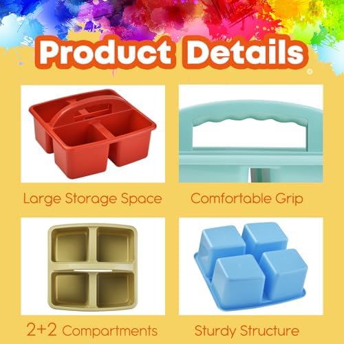 ALINK Plastic Classroom Caddy Organizer with Handle, 6-Pack 4 Compartments - Image 3