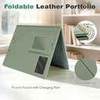 Clipboard with Storage for Men Women, Leather Padfolio Portfolio Organizer 5 Folders with 10 Pockets, Spiral Clipboard Folio with Notepad for Letter Size, Elastic Closure and Pen Loop Green Floral - Image 4