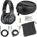 Audio-Technica ATH-M40x Professional Studio Monitor Headphones Bundle with Full Sized Hard Body Headphone Case and Microfiber Cleaning Cloth (3 Items) by Unknown