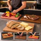 3-Piece Wooden Book Cutting Board Set Like Books, with Stand - Image 4